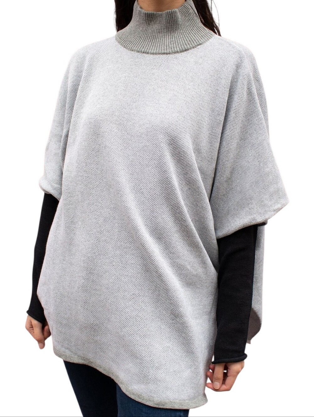 Will's Vegan Store Poncho Knit Women One Size Grey Recycled Cotton